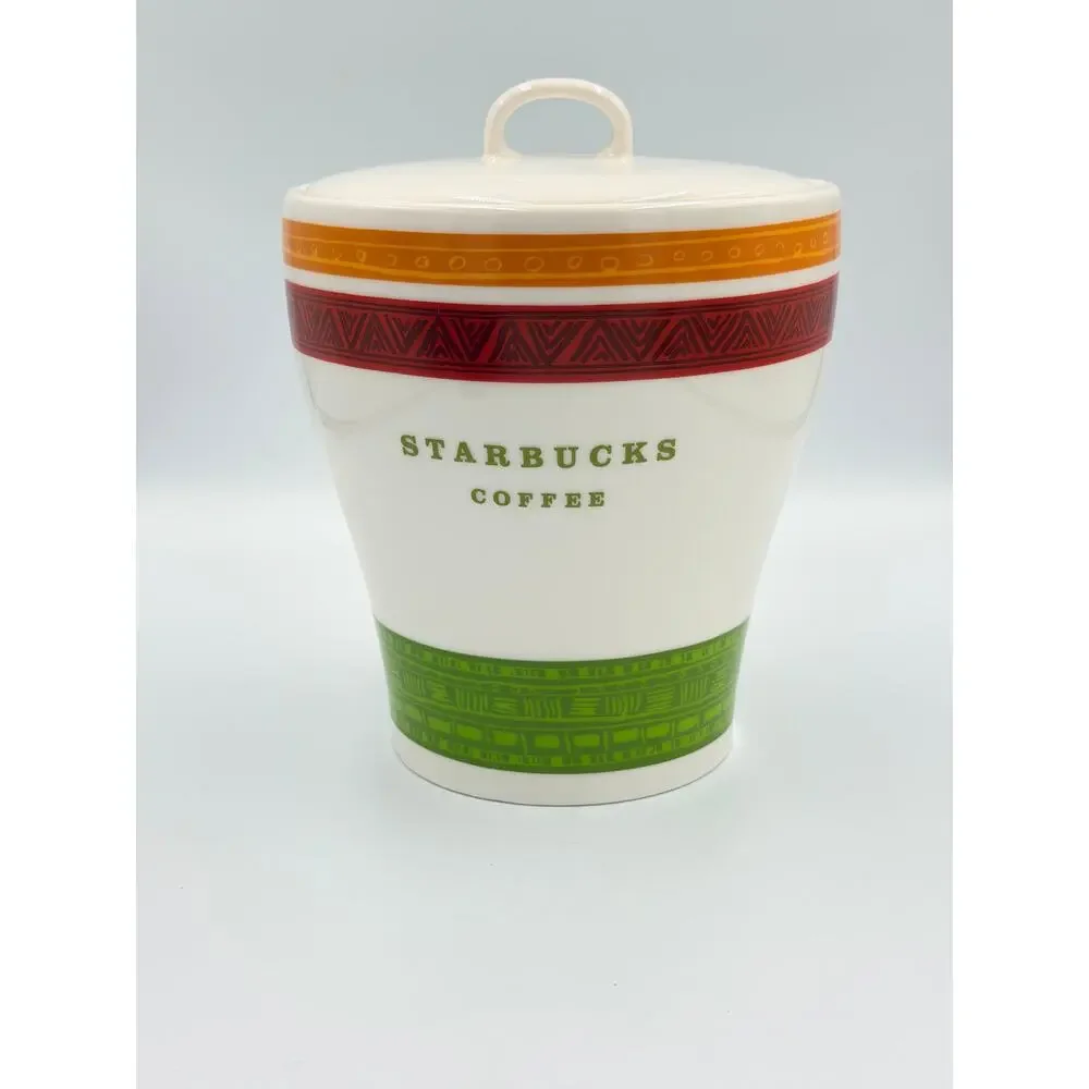 Starbucks Advertising Jar Coffee Bean Tea Holder Ceramic 2005 Canister